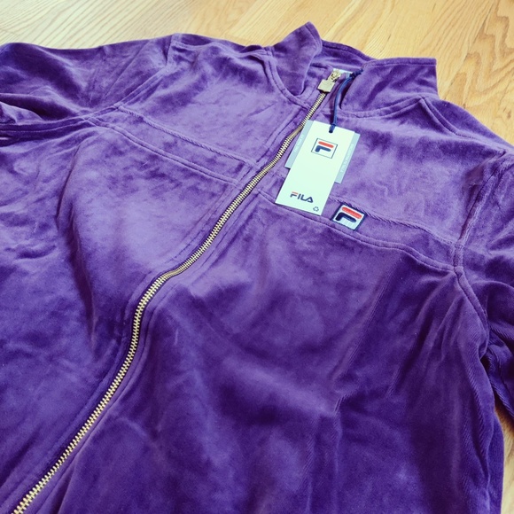 Fila Men's Velour Sweatsuit Tracksuit Purple Velvet Set Size 2XL NWT - Picture 6 of 12